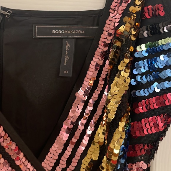BCBG MaxAzria Sequin multi colored spaghetti strap dress - Picture 2 of 5